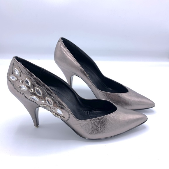 TOTAR Vintage BRONZE RHINESTONE HIGH HEEL PUMPS - Picture 1 of 11
